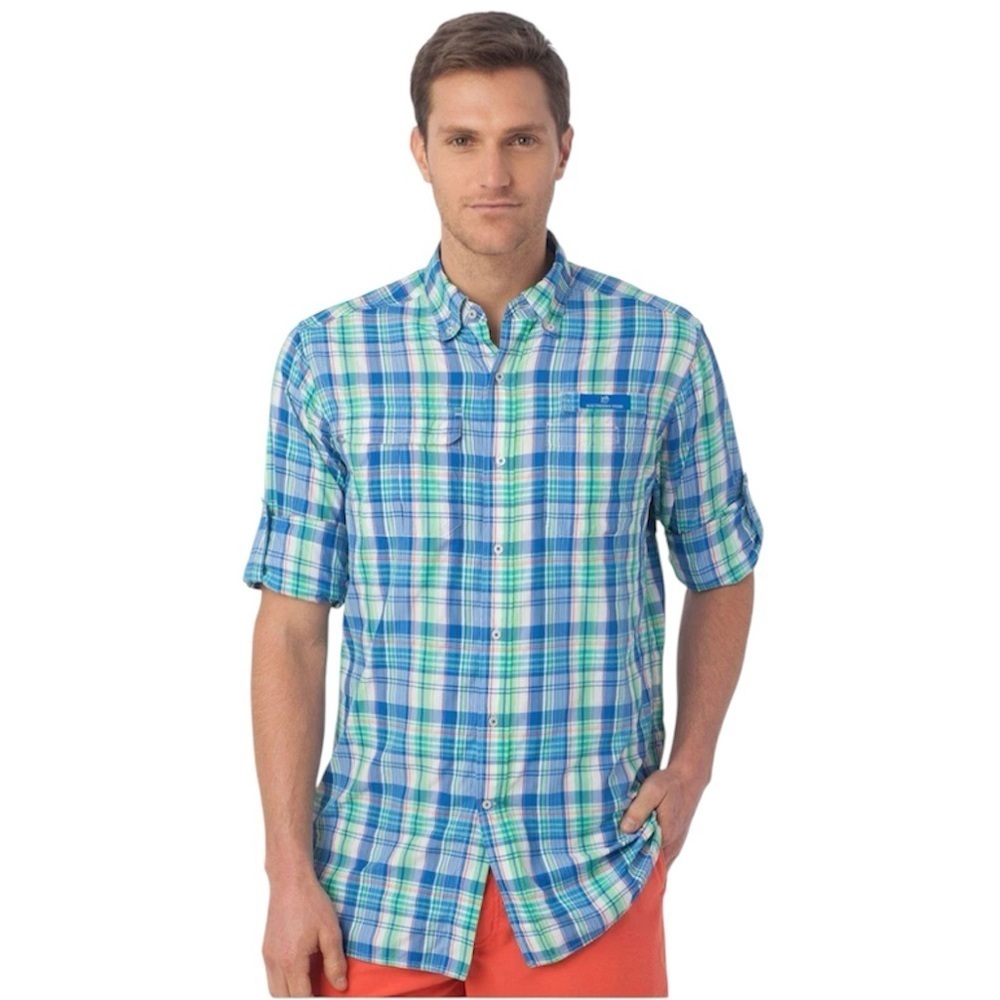Southern Tide Wahoo Plaid Fishing Shirt in Royal Blue